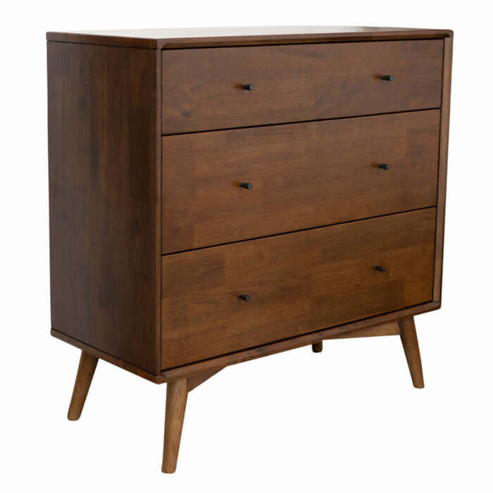 Caroline MCM Solid Wood 3-Drawer Dresser (35") in mid-century modern style with ample storage space and sleek design