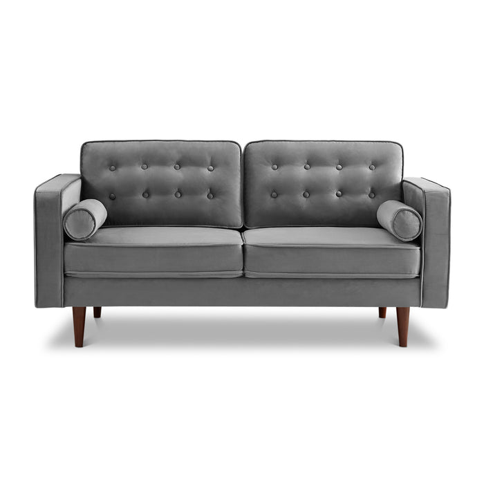 Casey MCM Button Tufted Velvet Loveseat Sofa 65" (5 Colors)