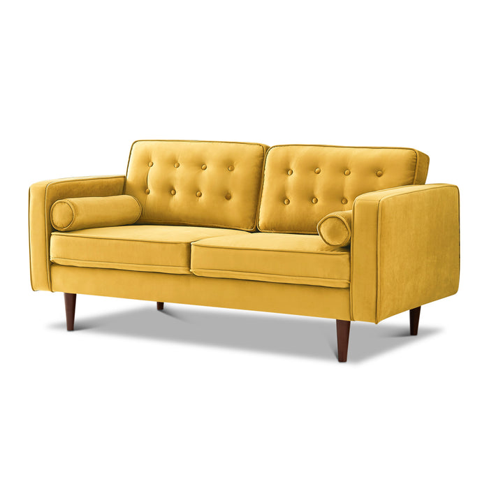 Casey MCM Button Tufted Velvet Loveseat Sofa 65" (5 Colors)