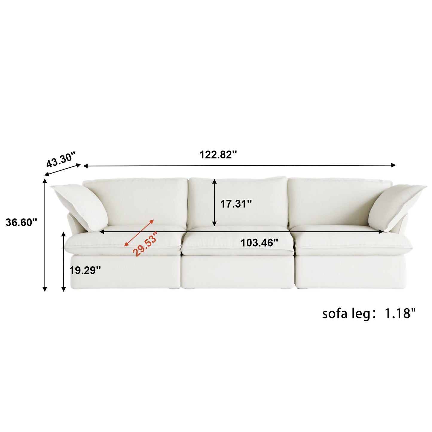 Modular Cloud Comfort Sectional Sofa in Beige or White - Sections Sold Individually - Revel Sofa 