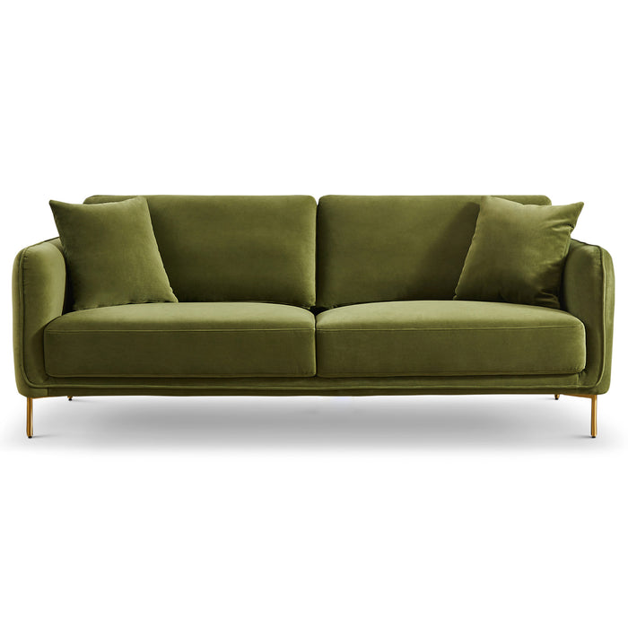 Danton Channel Tufted Olive Green Velvet Sofa 83"