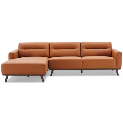 Ella Cognac PU Leather L-Shape Sectional Chaise Sofa 109"