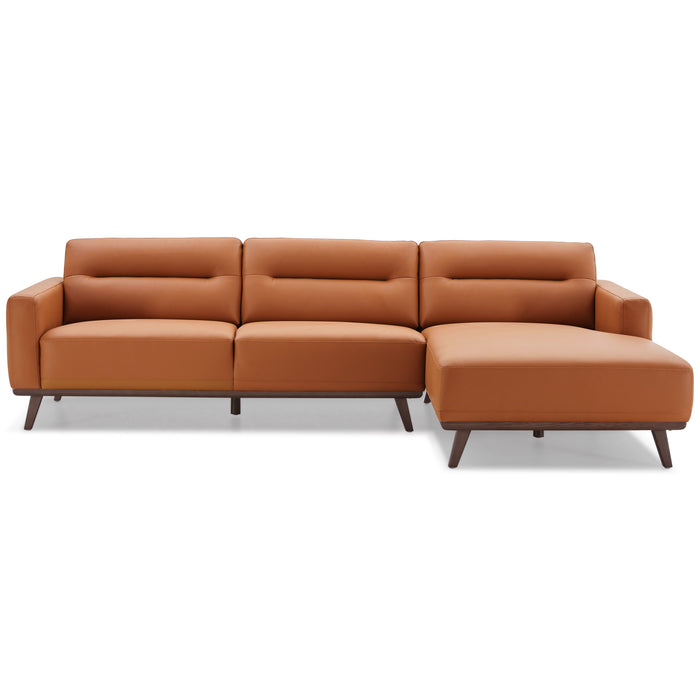 Ella Cognac PU Leather L-Shape Sectional Chaise Sofa 109"