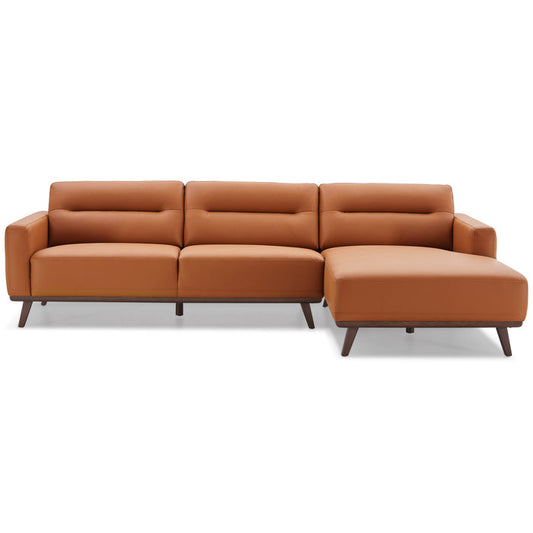 Ella Cognac PU Leather L-Shape Sectional Chaise Sofa 109"