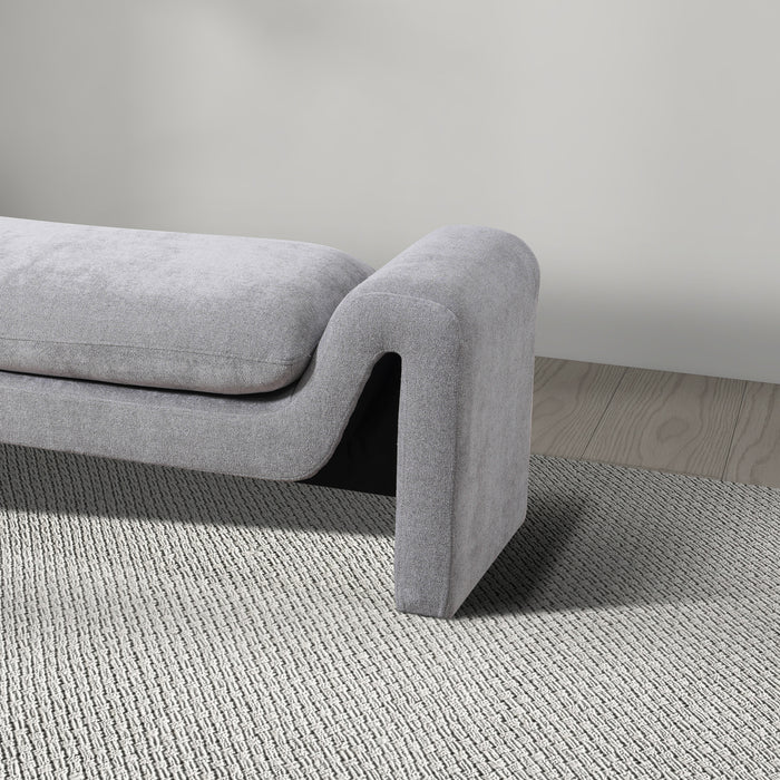 Emory Contemporary Bench Upholstered in Gray Boucle 59"