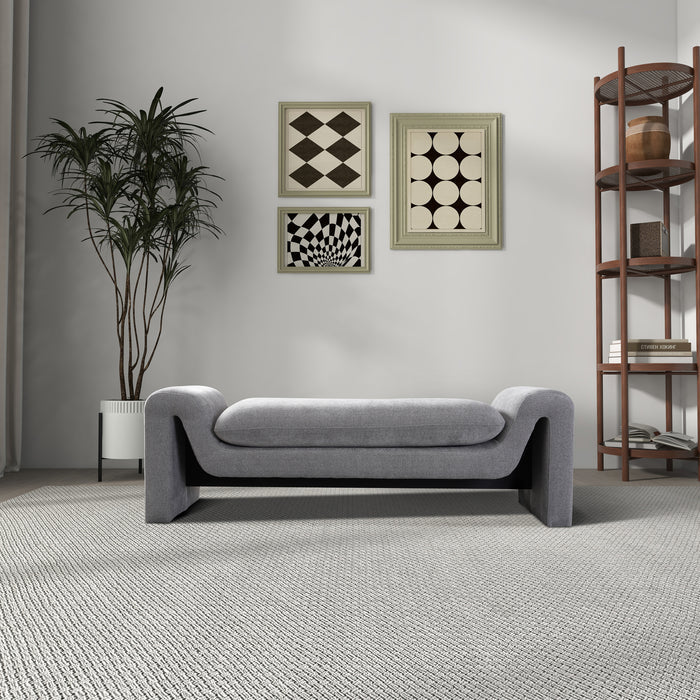 Emory Contemporary Bench Upholstered in Gray Boucle 59"