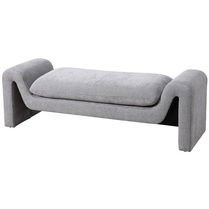 Emory Contemporary Bench Upholstered in Gray Boucle 59"