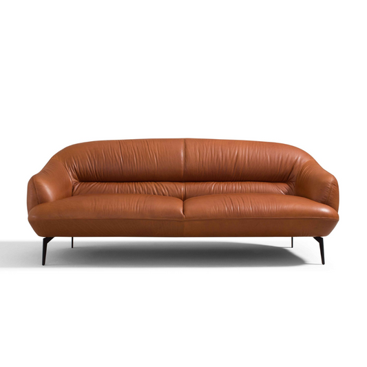 Leonia Contemporary Italian Leather Sofa Tan 88”