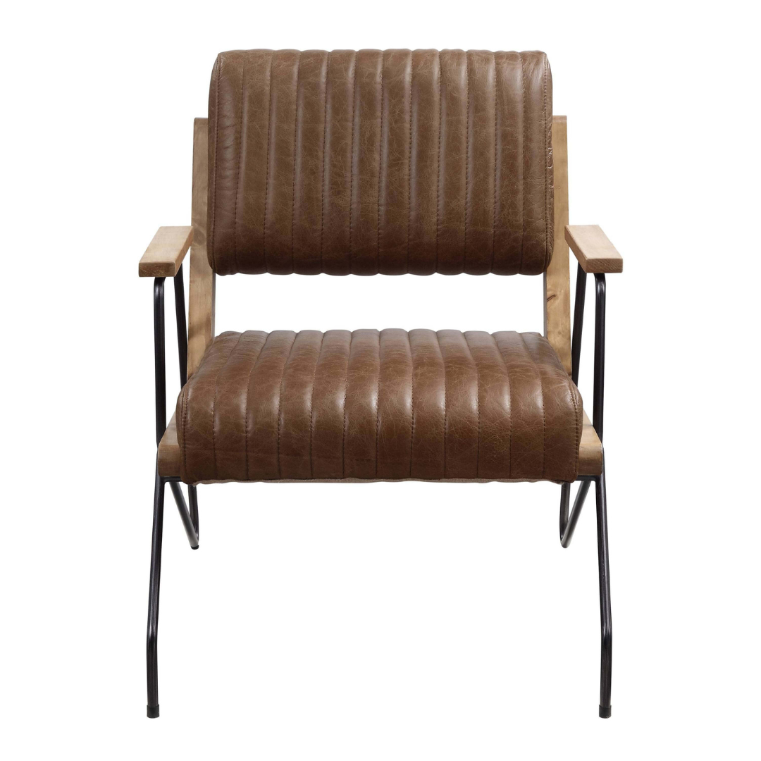 Eacnlz Accent Lounge Chair in Tufted Cocoa Leather