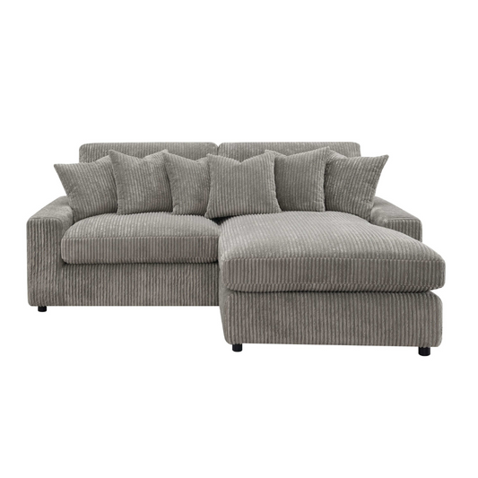 Tavia Corduroy Sectional Reversible Chaise Sofa Gray 84"