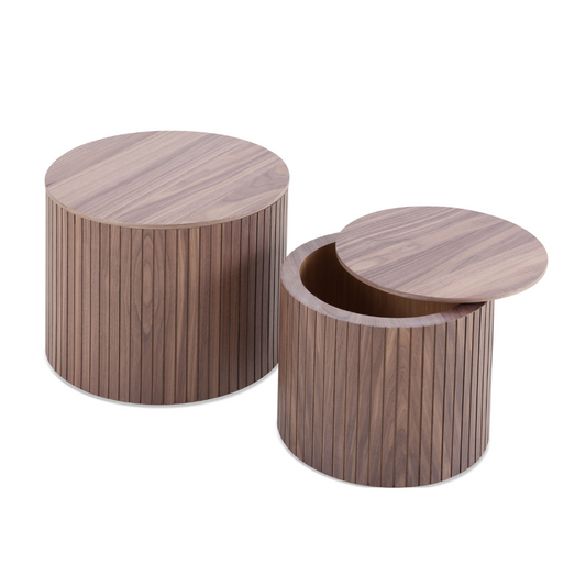 Handcrafted MDF Round Accent Table Set w/ Storage (2 Colors)