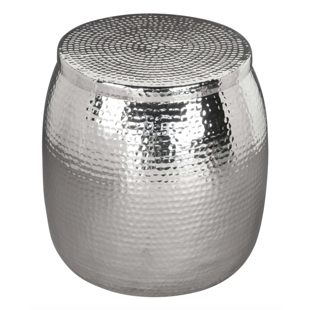 Solo Metallic Round Side Table Storage, Silver - Revel Sofa 