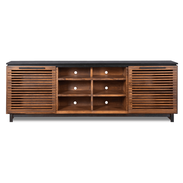 Graceland Solid Wood TV Stand Console, Black with Bourbon Finish 85
