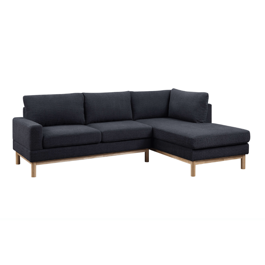 Anisa Black Sherpa Sectional Sofa with Right-Facing Chaise 93" - Revel Sofa 