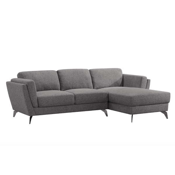 Beckett MCM Gray Fabric L Shaped Sectional Sofa w/ Right Facing Chaise 98