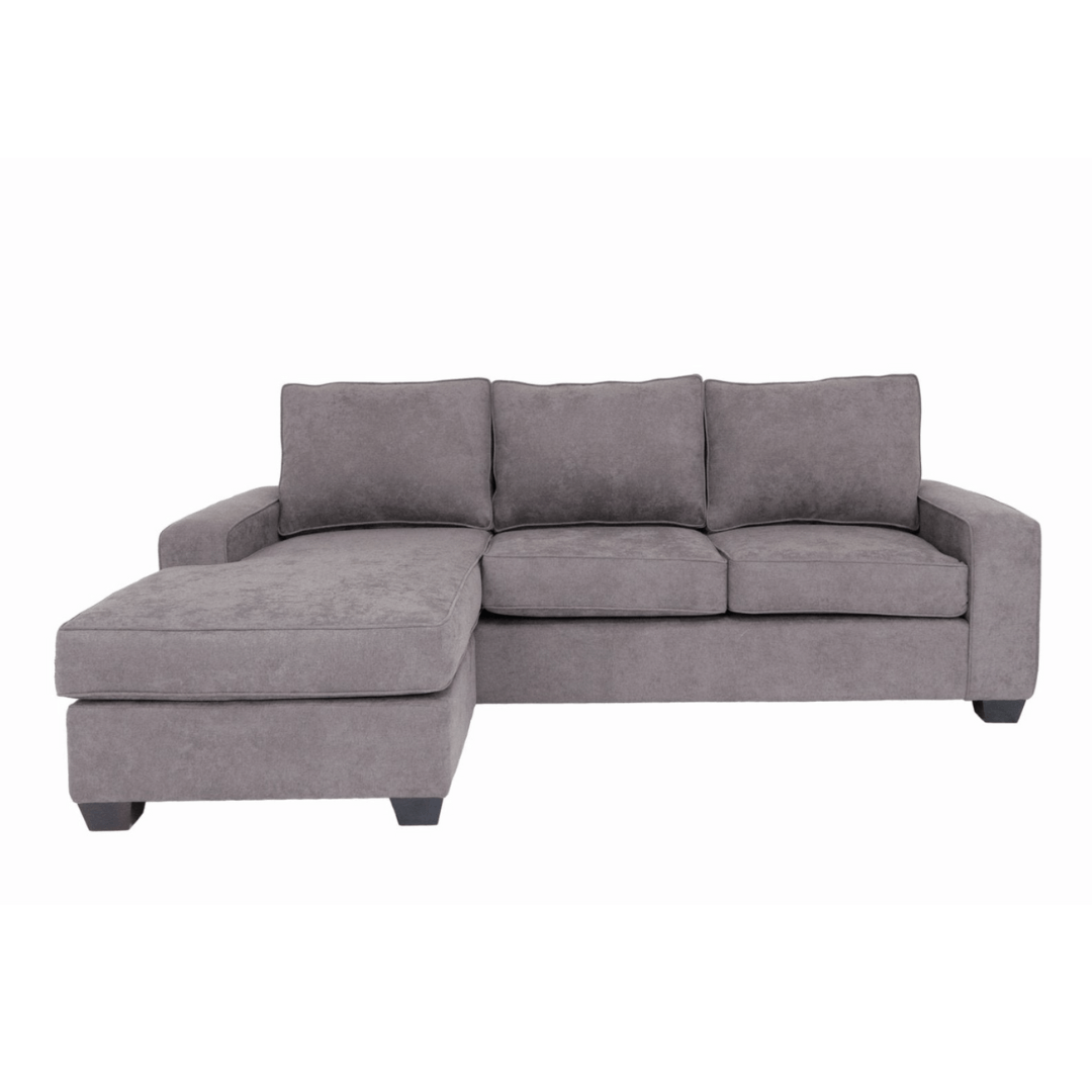 Modern Gray Polyester L Shape Sectional Reversible Chaise Sofa 96" - Revel Sofa 