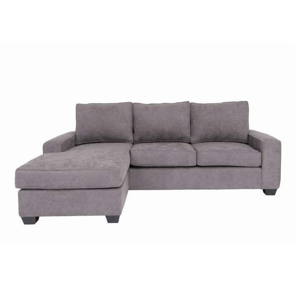 Modern Gray Polyester L Shape Sectional Reversible Chaise Sofa 96