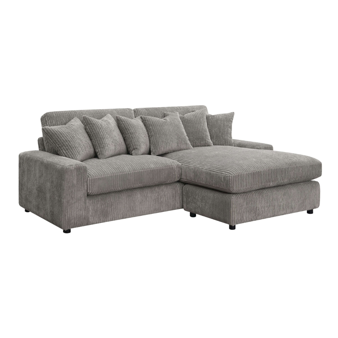 Tavia Corduroy Sectional RF Chaise Sofa, Gray 84" - Revel Sofa 