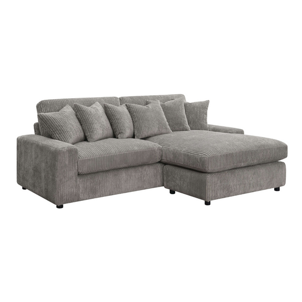 Tavia Corduroy Sectional RF Chaise Sofa, Gray 84 - Revel Sofa 