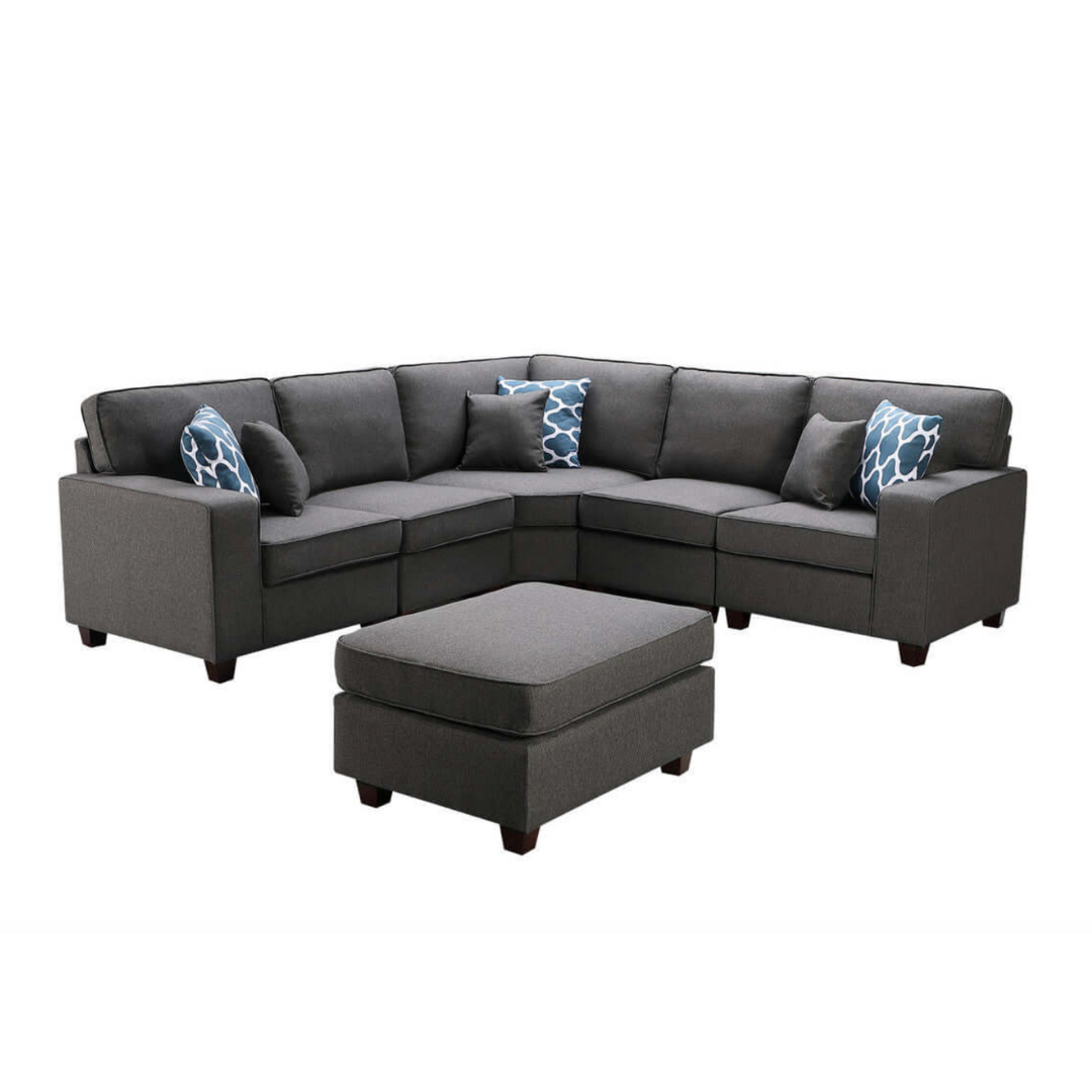 Sonoma Modular Linen Corner Sectional Sofa and Ottoman 98" - Revel Sofa 