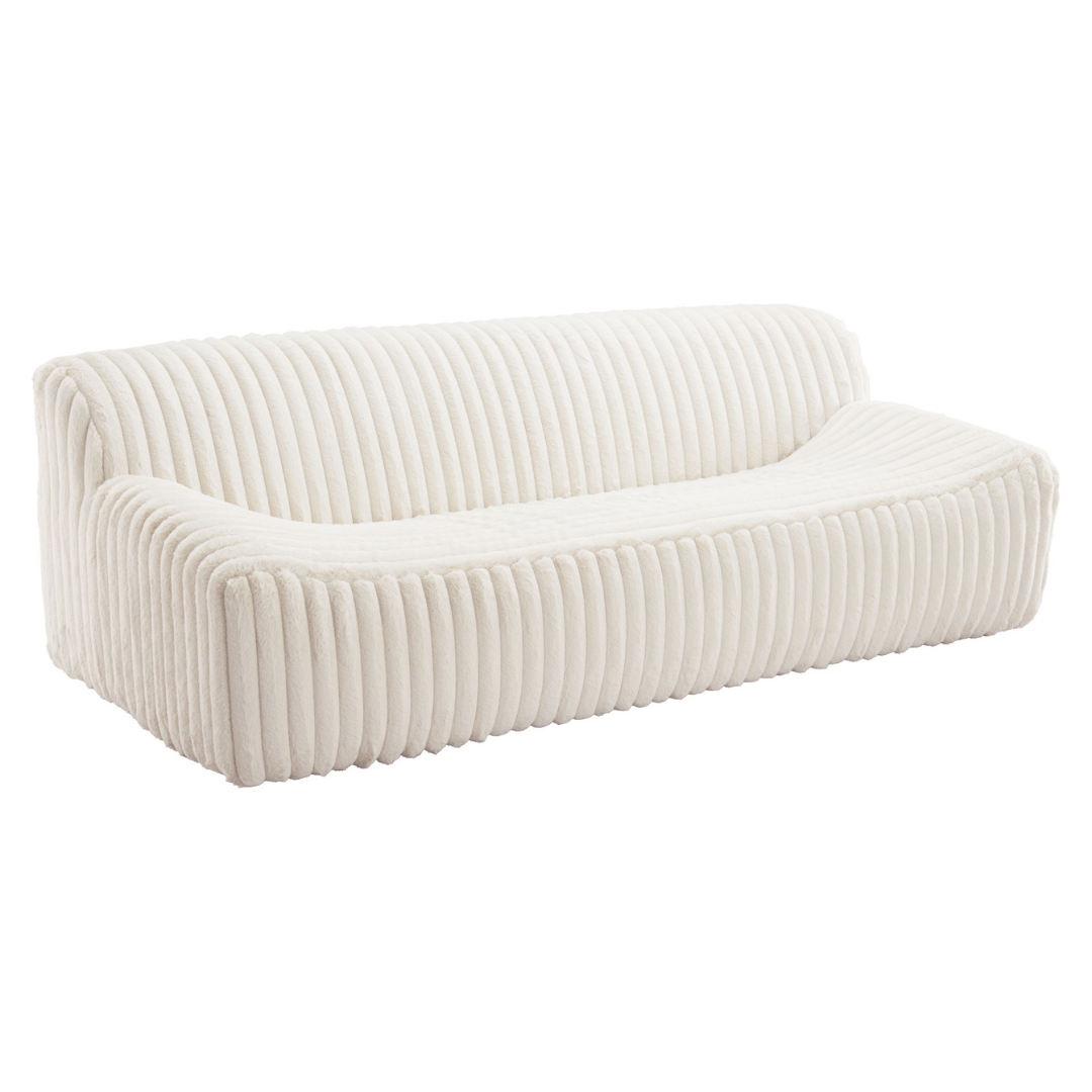 Osterbro Modern Channel Tufted Fabric Sofa, White/Cream 88" - Revel Sofa 