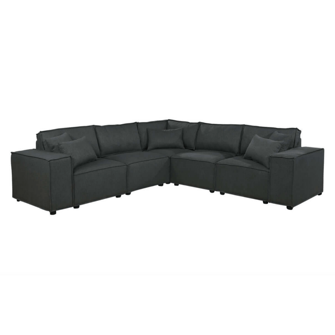 Jenson Modern Modular Corner Sectional Sofa in Dark Gray Linen - Revel Sofa 