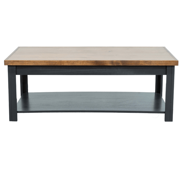 Essex Solid Wood Rectangular Coffee Table, Black and Whiskey Finish 48