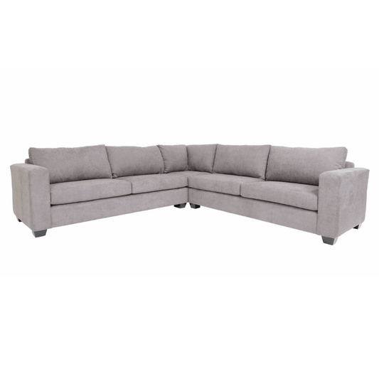 Modern Gray Polyester Blend L-Shaped 3pc. Corner Sectional Sofa 120" - Revel Sofa 