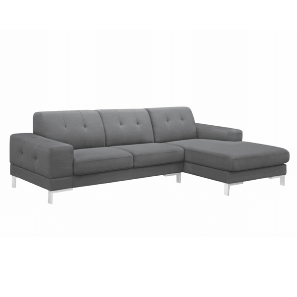 Modern Gray L-Shaped 2pc. Sectional Sofa w/ Right Chaise 111