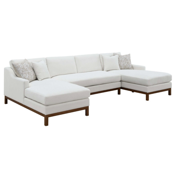 Valiant MCM U-Shape Sectional Dual Chaise Sofa, Ivory Chenille 127