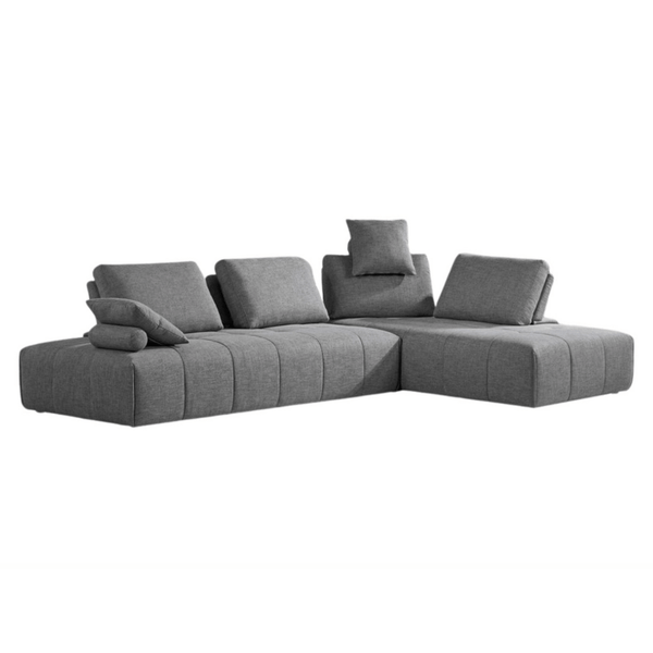 Gray Modular Polyester Fabric 2pc Sectional Sofa & Chaise 124