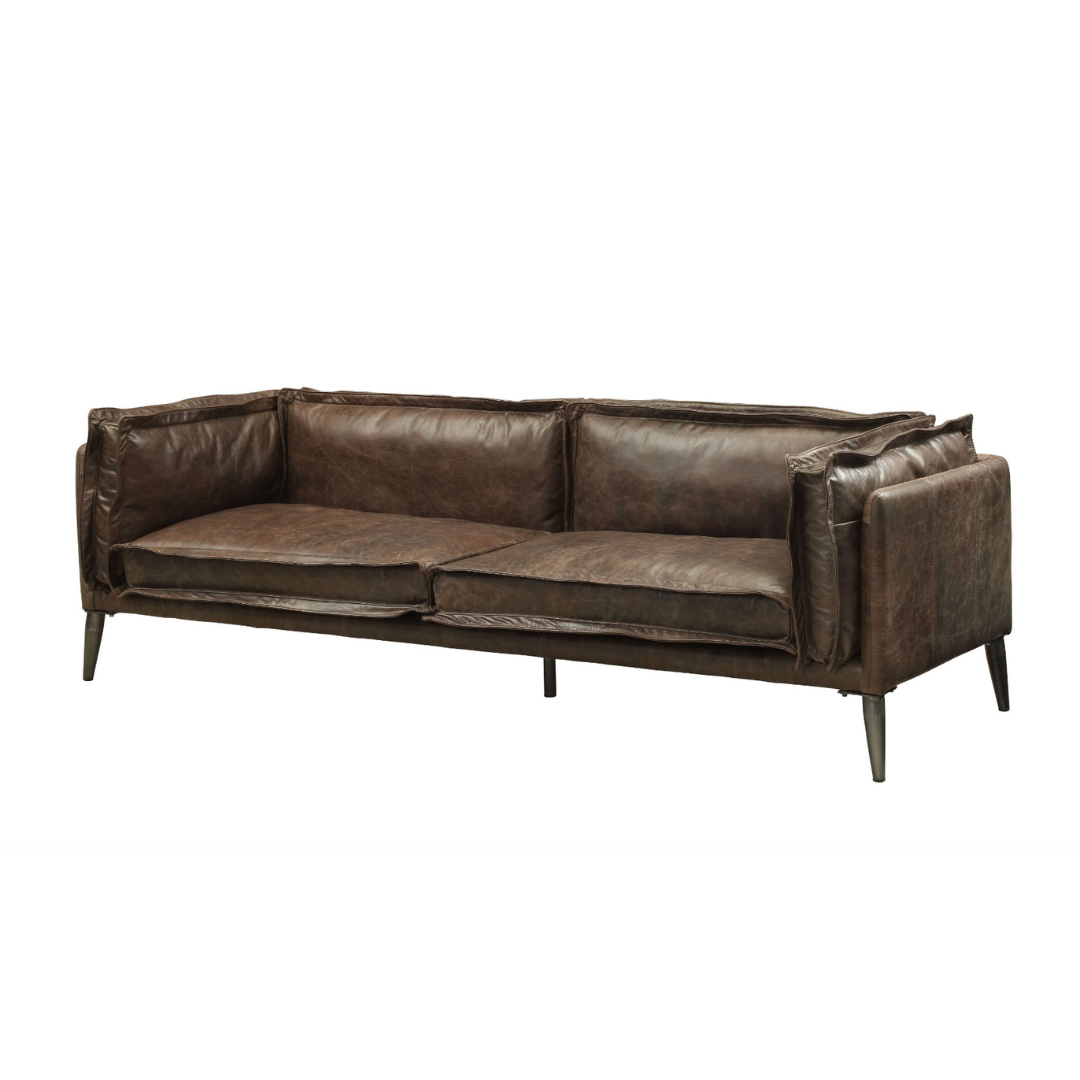 Porchester Sofa in Distressed Top Grain Chocolate Leather 94” - Revel Sofa 