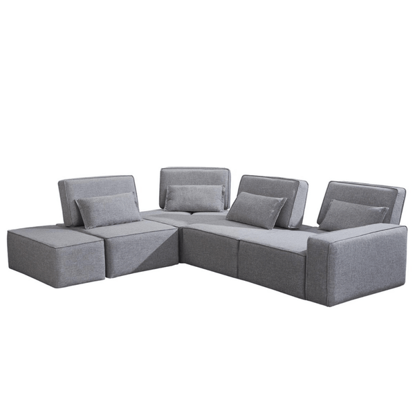 Gray Polyester Fabric Modular L Shape 4pc. Corner Sectional Sofa 115 - Revel Sofa 