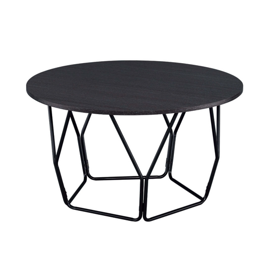 Sytira Round Geometric Coffee Table, Espresso - Revel Sofa 