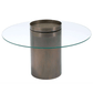 Emi Modern Cylindrical Bronze Coffee Table & Round Glass Top - Revel Sofa 