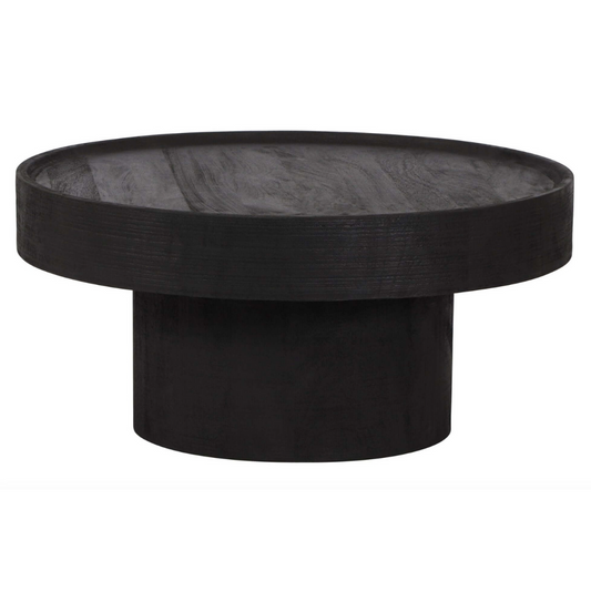 Watson Round Minimalist Wood Center Coffee Table, Black - Revel Sofa 