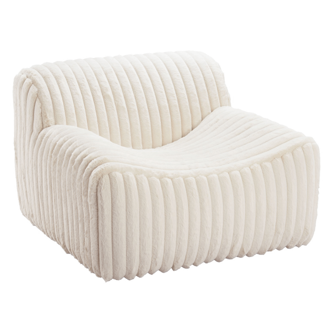 Osterbro Channel Tufted Lounge Accent Chair in Cream White - Revel Sofa 