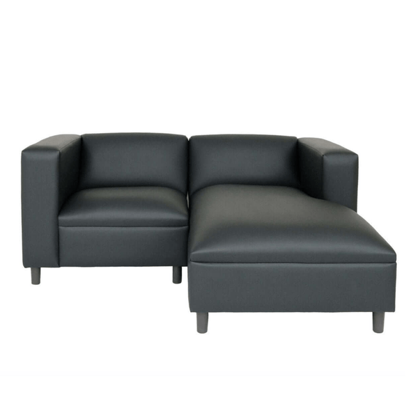 Black Faux Leather Modern L-Shaped Chaise Sofa 84