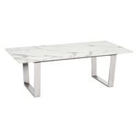 Atlas Coffee Table White Marble Top With Silver or Gold Base Options - 47