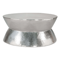 Madryn Metal Round Coffee Table in Sleek Silver - Revel Sofa 