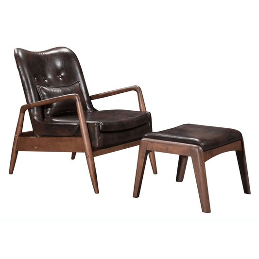 Bully Leather Lounge Chair & Ottoman Set - Revel Sofa 