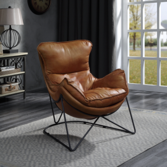 Thurshan Accent Lounge Chair, Aperol Top Grain Leather Cognac - Revel Sofa 