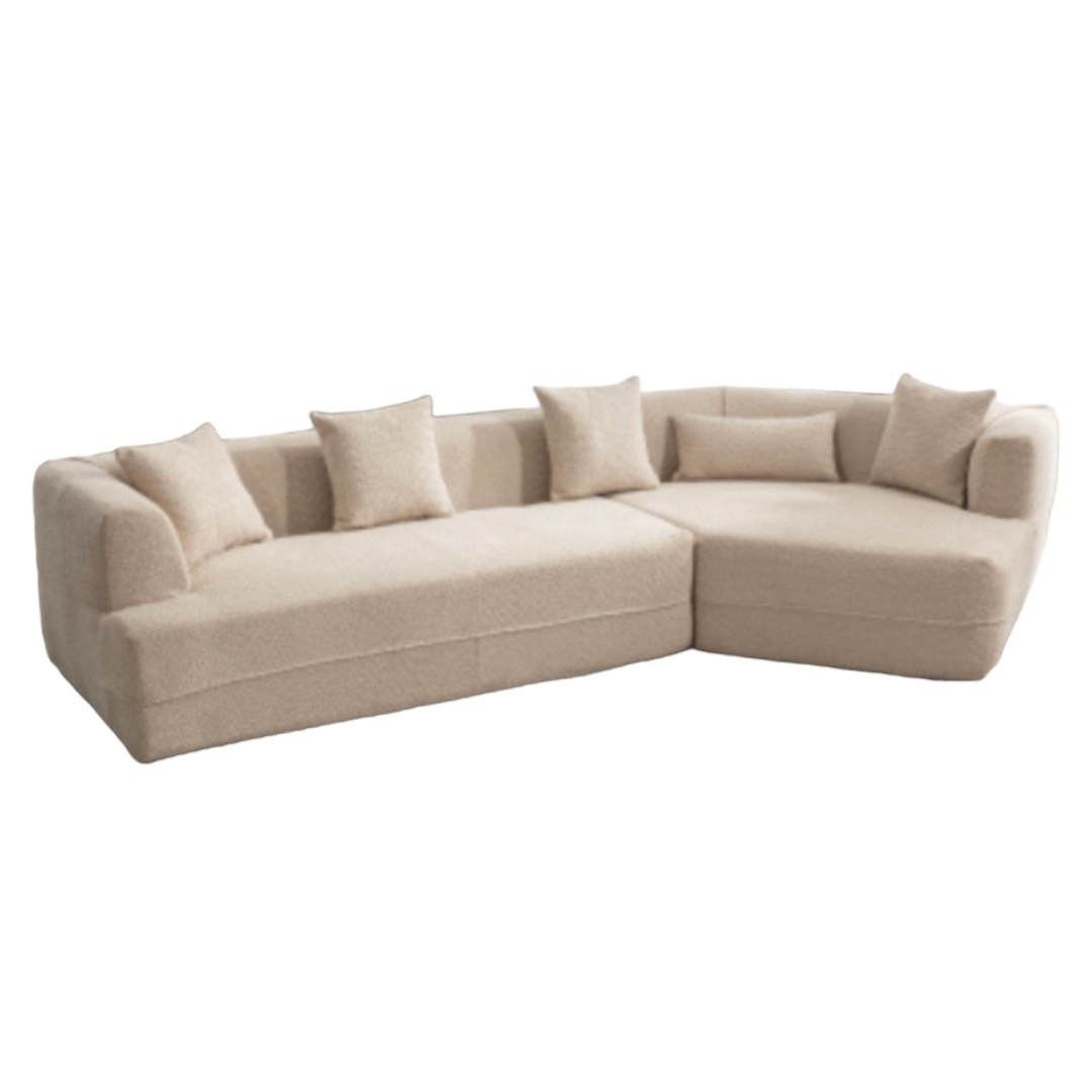 Modular Sectional Modern Minimalist Boucle Sofa, White or Beige 125" - Revel Sofa 