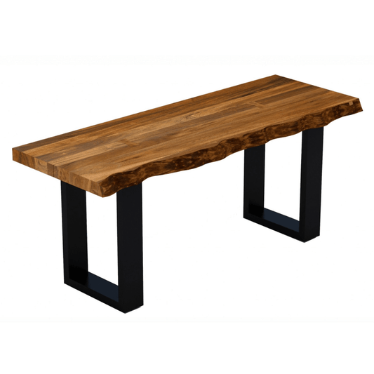 Live Edge Acacia Solid Wood Bench With Black Metal Legs - 43" - Revel Sofa 