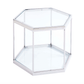 Modern Glass Hexagonal Coffee Table Stainless Steel Frame - Revel Sofa 