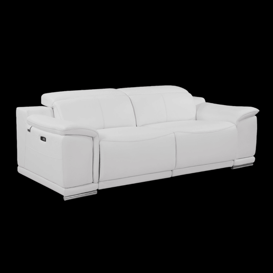 Genuine Leather Power Reclining Sofa, White 87” - Revel Sofa 