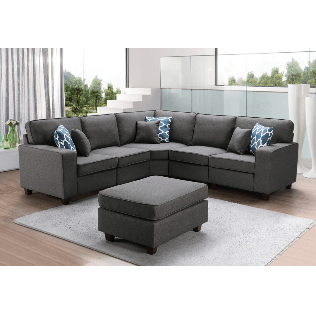 Sonoma Modular Linen Corner Sectional Sofa and Ottoman 98" - Revel Sofa 