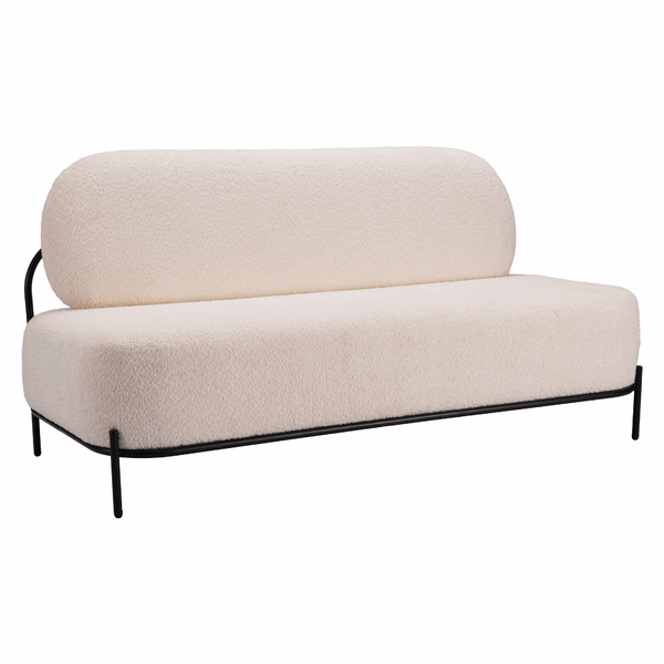 Arendal Modern Armless Sofa Loveseat in Vanilla Sherpa Upholstery 64 - Revel Sofa 