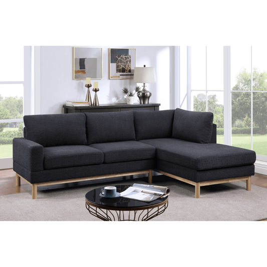 Anisa Black Sherpa Sectional Sofa with Right-Facing Chaise 93" - Revel Sofa 