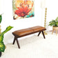 Chad Genuine Leather Solid Wood Bench 47"